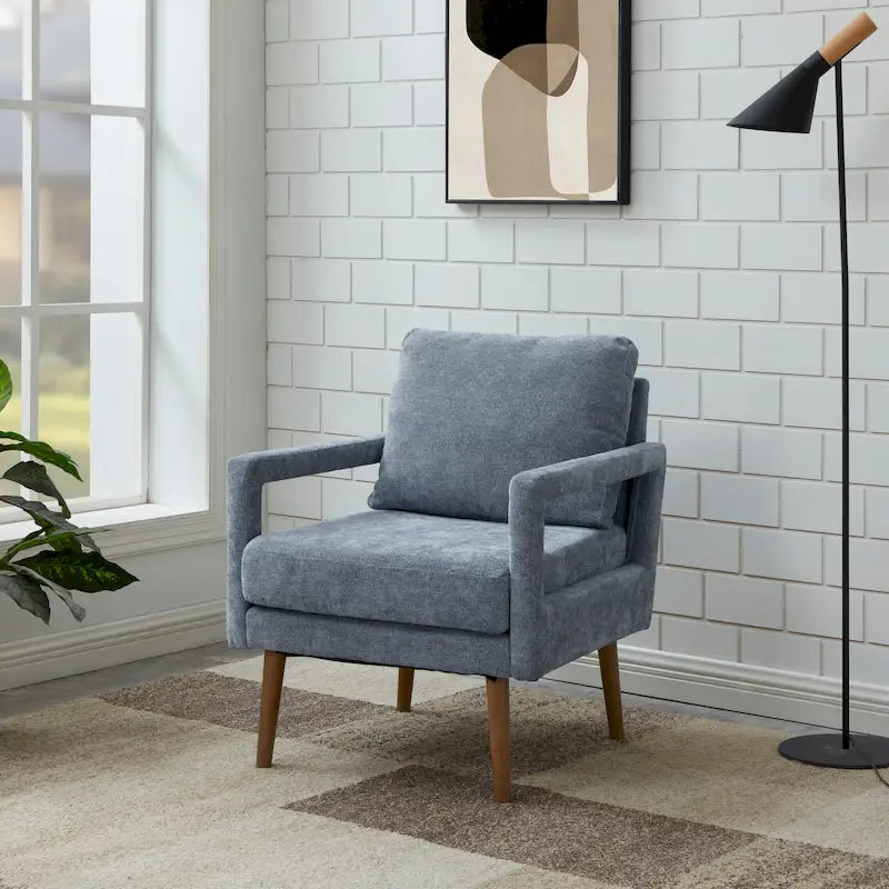 Fauteuil rembourré en chenille bleu 25,98 avec coussin moelleux