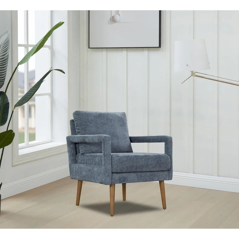 Fauteuil rembourré en chenille bleu 25,98 avec coussin moelleux