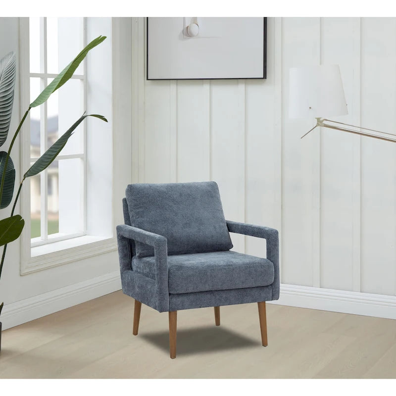Fauteuil rembourré en chenille bleu 25,98 avec coussin moelleux