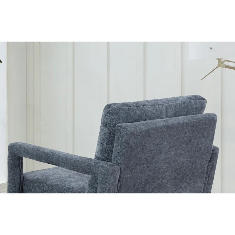 Fauteuil rembourré en chenille bleu 25,98 avec coussin moelleux