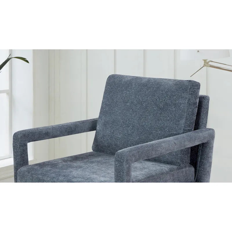 Fauteuil rembourré en chenille bleu 25,98 avec coussin moelleux