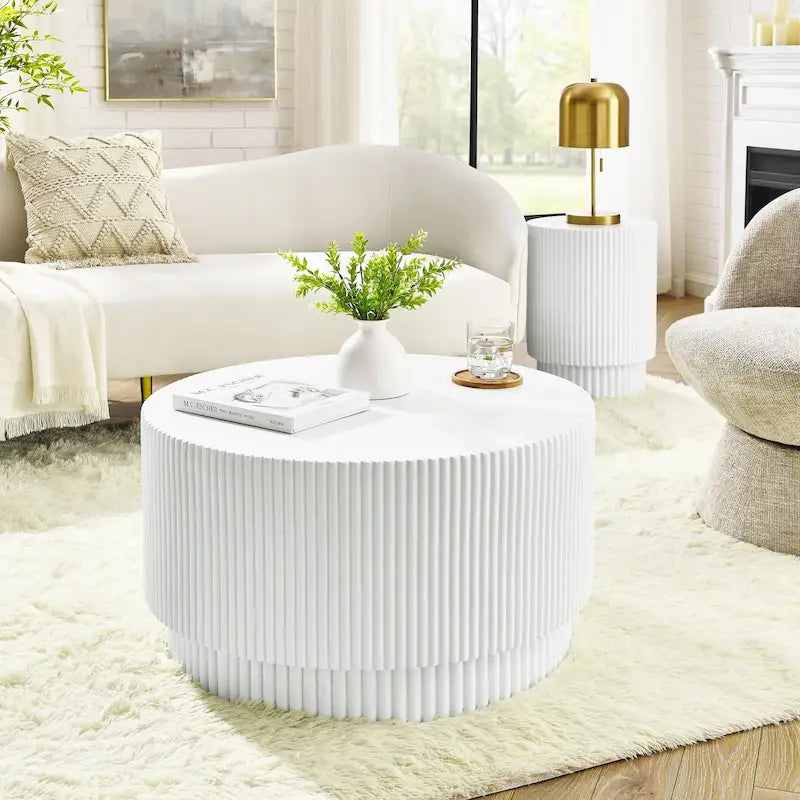 Table Basse H-Barrel de 40 cm, Style Nordique, Design Simple, Adaptée à Une Utilisation Intérieure Et Extérieure, Matériau Oxyde De Magnésium