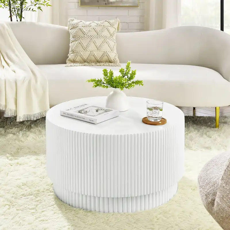 Table Basse H-Barrel de 40 cm, Style Nordique, Design Simple, Adaptée à Une Utilisation Intérieure Et Extérieure, Matériau Oxyde De Magnésium
