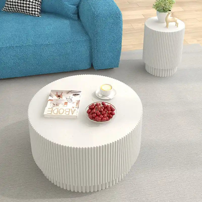 Table Basse H-Barrel de 40 cm, Style Nordique, Design Simple, Adaptée à Une Utilisation Intérieure Et Extérieure, Matériau Oxyde De Magnésium