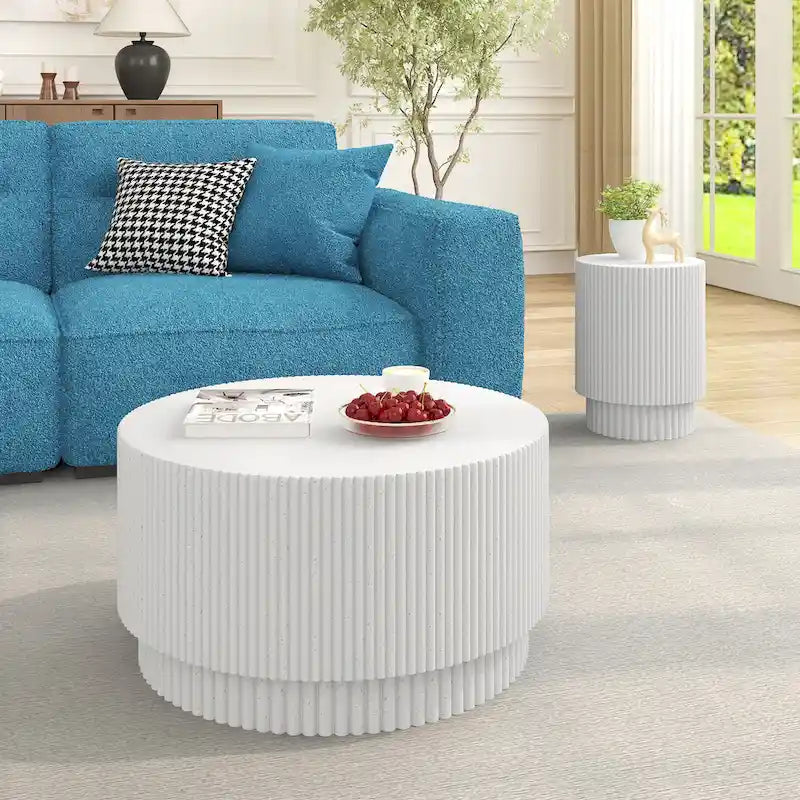 Table Basse H-Barrel de 40 cm, Style Nordique, Design Simple, Adaptée à Une Utilisation Intérieure Et Extérieure, Matériau Oxyde De Magnésium