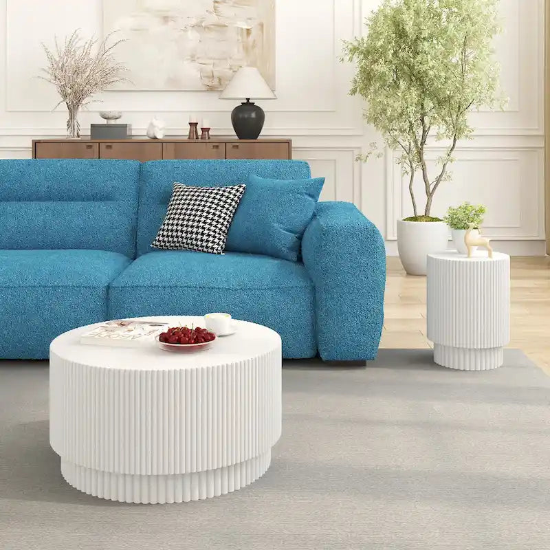 Table Basse H-Barrel de 40 cm, Style Nordique, Design Simple, Adaptée à Une Utilisation Intérieure Et Extérieure, Matériau Oxyde De Magnésium