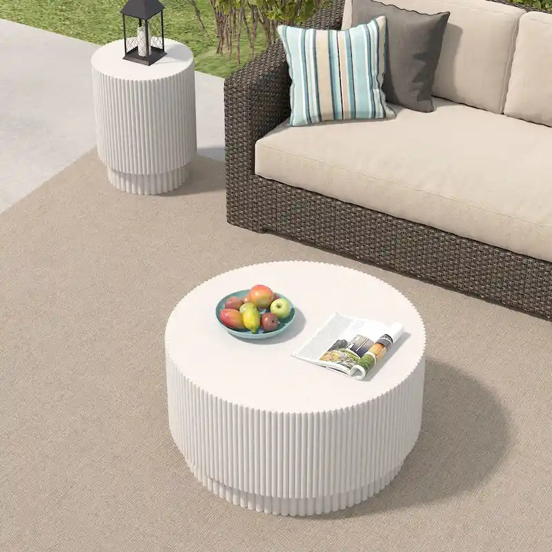 Table Basse H-Barrel de 40 cm, Style Nordique, Design Simple, Adaptée à Une Utilisation Intérieure Et Extérieure, Matériau Oxyde De Magnésium