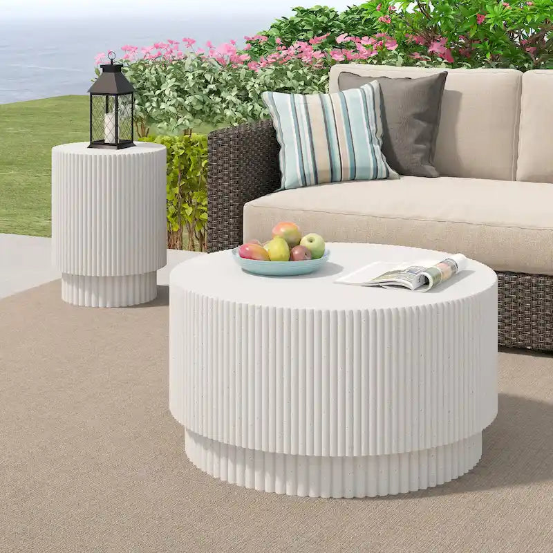 Table Basse H-Barrel de 40 cm, Style Nordique, Design Simple, Adaptée à Une Utilisation Intérieure Et Extérieure, Matériau Oxyde De Magnésium