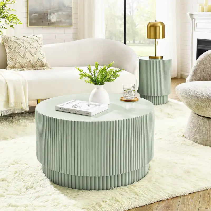 Table Basse H-Barrel de 40 cm, Style Nordique, Design Simple, Adaptée à Une Utilisation Intérieure Et Extérieure, Matériau Oxyde De Magnésium