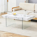 Table basse rectangulaire avec pieds en verre trempé, tables d'appoint en bois, tables basses en bois pour salon, salle de réception