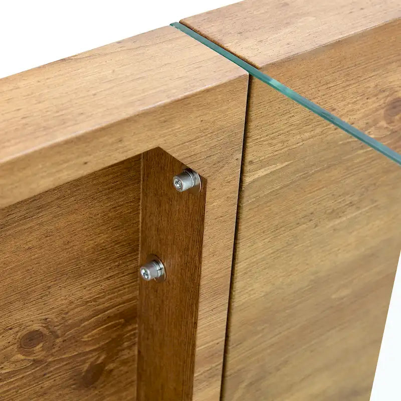 Table basse rectangulaire avec pieds en verre trempé, tables d'appoint en bois, tables basses en bois pour salon, salle de réception