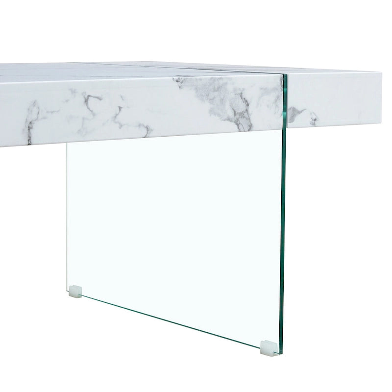 Table basse rectangulaire avec pieds en verre trempé, tables d'appoint en bois, tables basses en bois pour salon, salle de réception