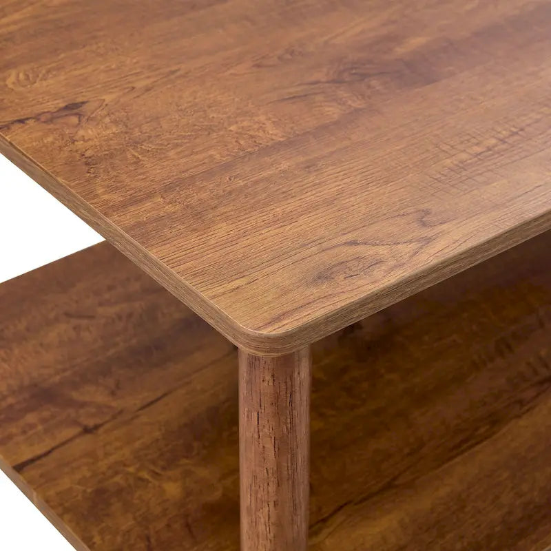 Table basse de 39 pouces avec pieds en hévéa à 2 niveaux