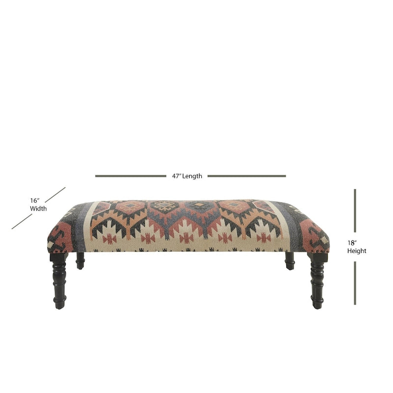 Banc rectangulaire multicolore de style du sud-ouest 47