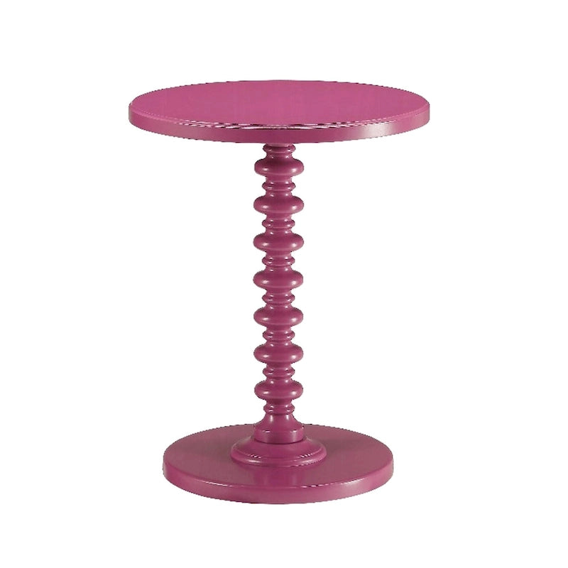 Table d'appoint ronde avec piètement tourné, bois violet 22 pouces