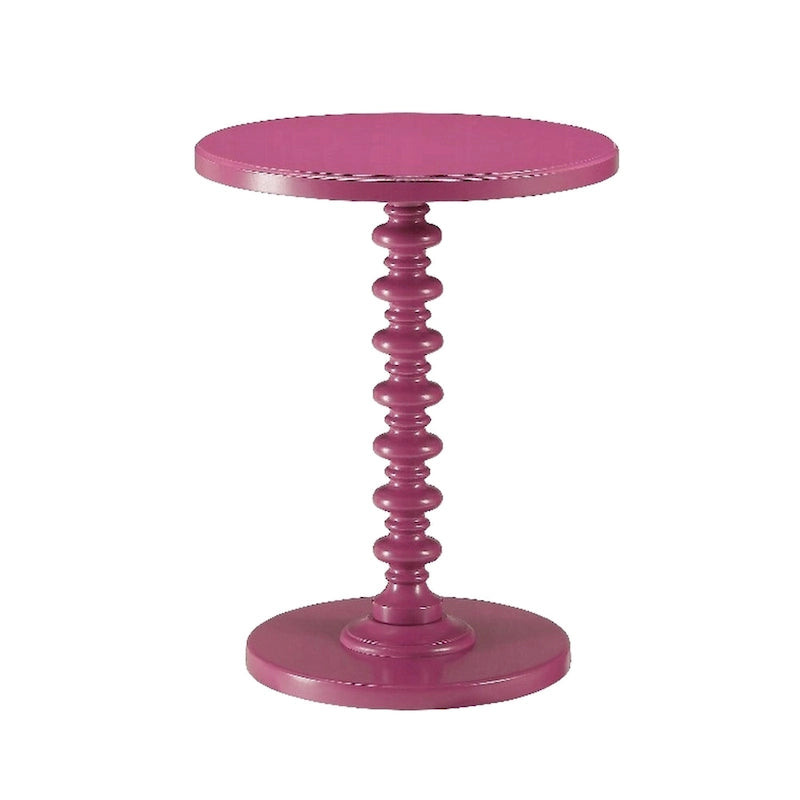 Table d'appoint ronde avec piètement tourné, bois violet 22 pouces