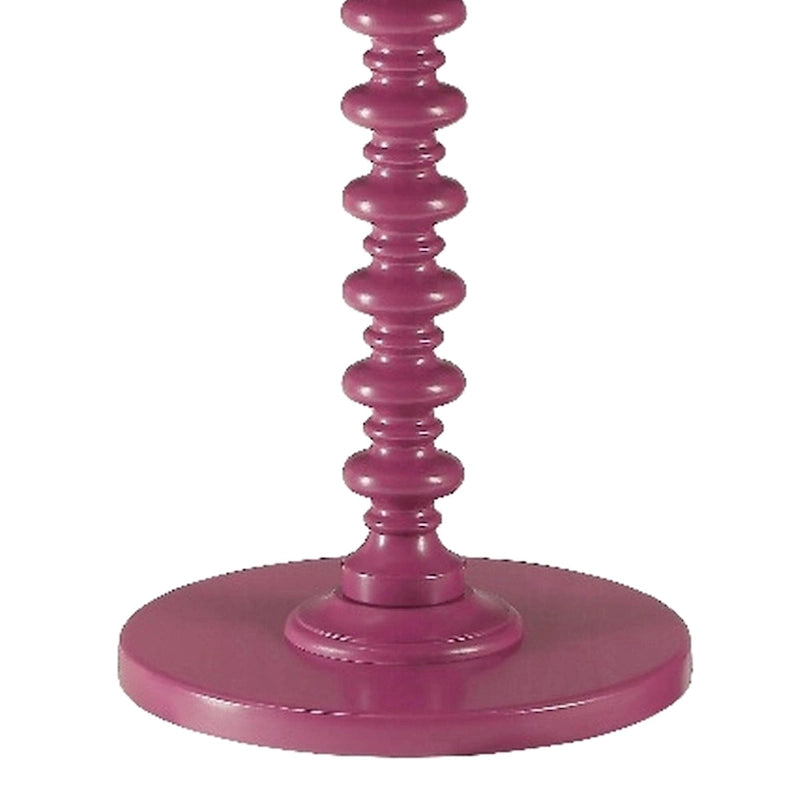 Table d'appoint ronde avec piètement tourné, bois violet 22 pouces