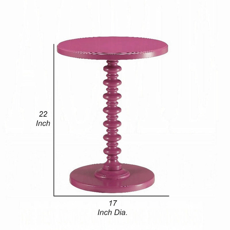 Table d'appoint ronde avec piètement tourné, bois violet 22 pouces