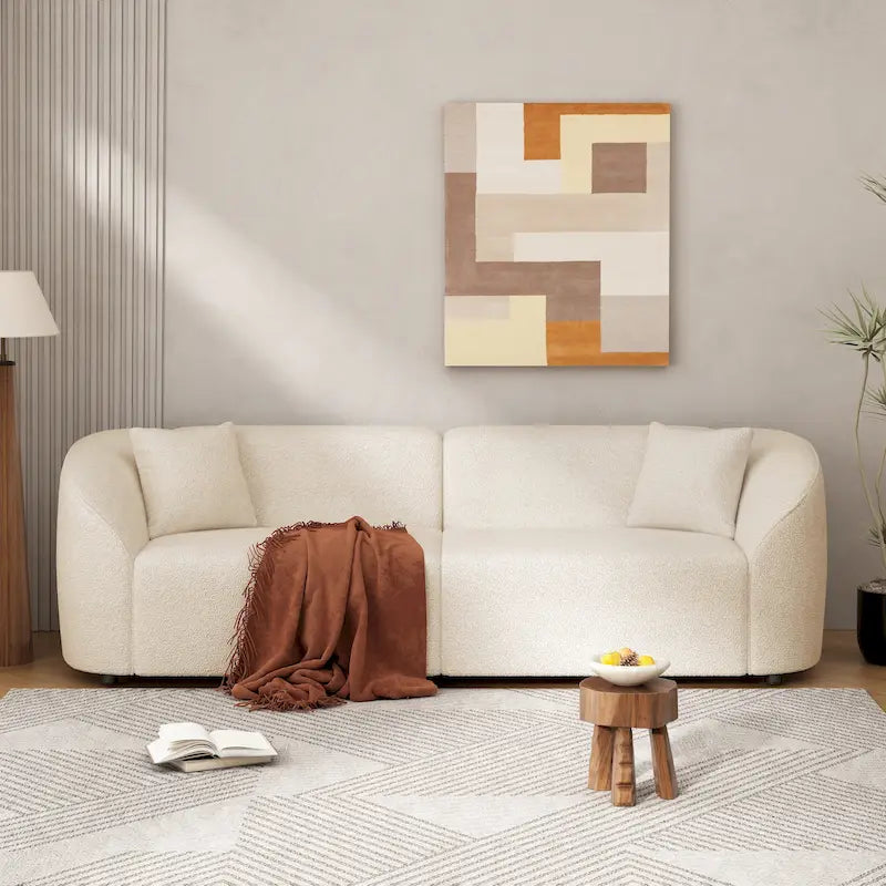 Canapé 3 places incurvé de 87,5 pouces au design sculptural et ergonomique