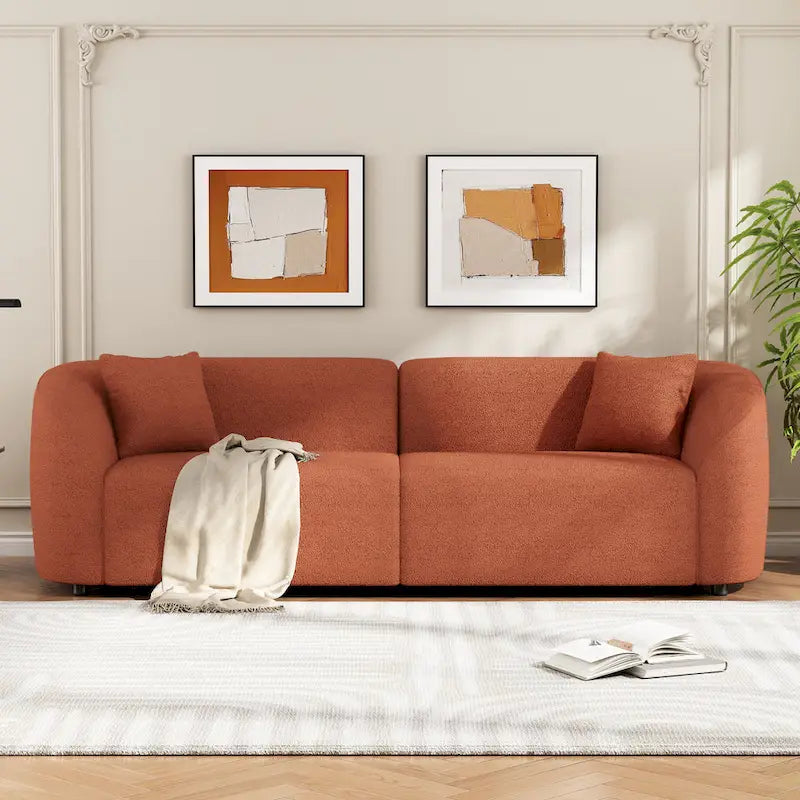 Canapé 3 places incurvé de 87,5 pouces au design sculptural et ergonomique