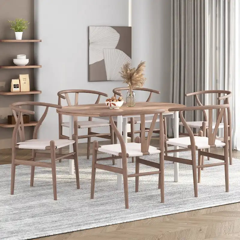 Chaises de salle à manger en bois gris (lot de 6).