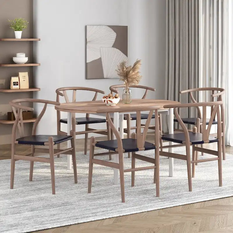 Chaises de salle à manger en bois gris (lot de 6).