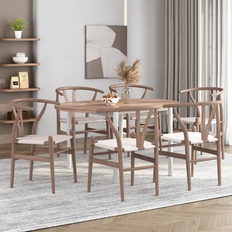 Chaises de salle à manger en bois gris (lot de 6).