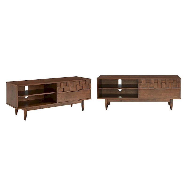 Meuble TV 2 tiroirs en bois style Mid-Century - 150 cm
