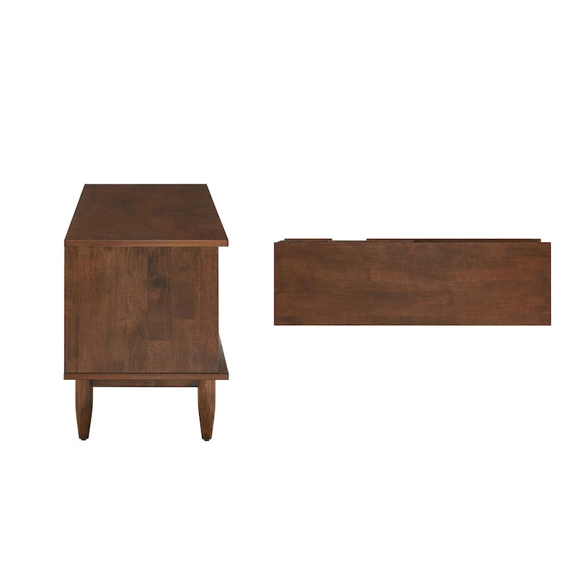 Meuble TV 2 tiroirs en bois style Mid-Century - 150 cm