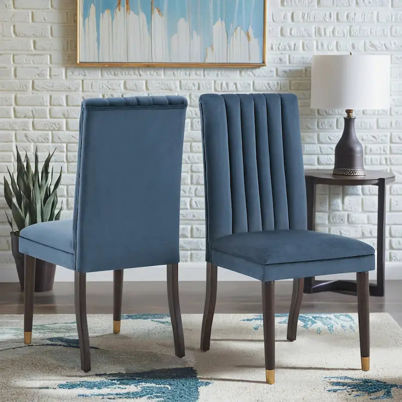 Chaises de salle à manger en velours avec dossier capitonné (Lot de 2)