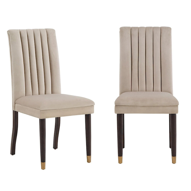Chaises de salle à manger en velours avec dossier capitonné (Lot de 2)