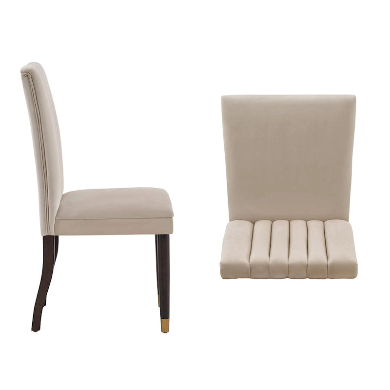 Chaises de salle à manger en velours avec dossier capitonné (Lot de 2)