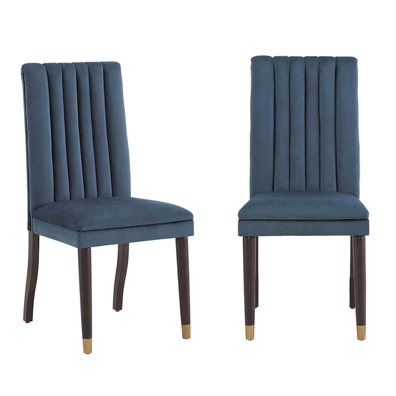 Chaises de salle à manger en velours avec dossier capitonné (Lot de 2)