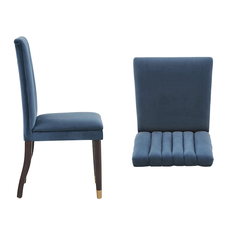 Chaises de salle à manger en velours avec dossier capitonné (Lot de 2)