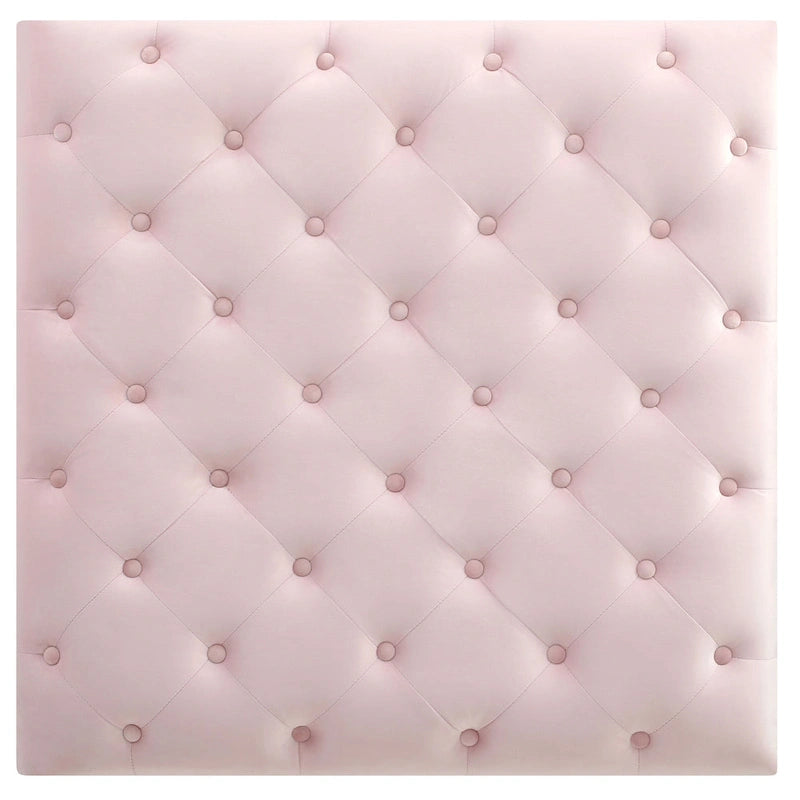 Grand pouf capitonné en velours