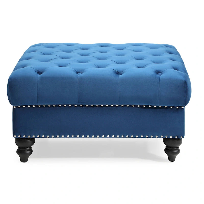 Grand pouf capitonné en velours
