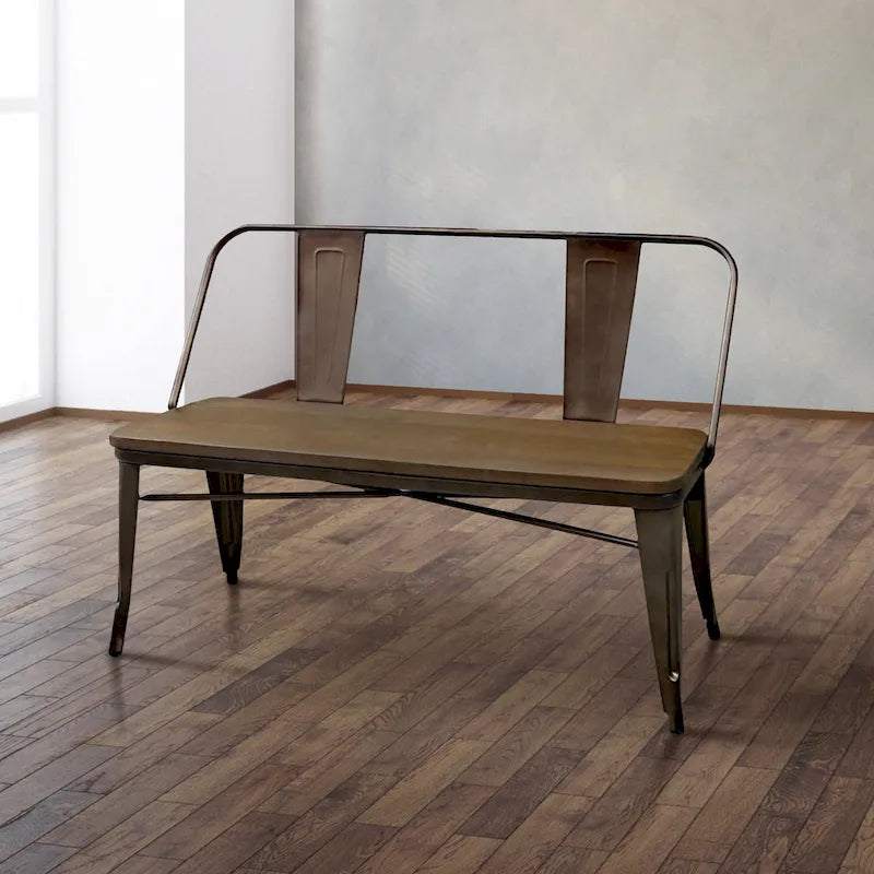 Tabouret de bar industriel en métal de 120 cm avec dossier