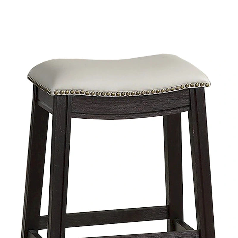 Tabouret de comptoir incurvé en similicuir avec garniture cloutée, lot de 2, gris
