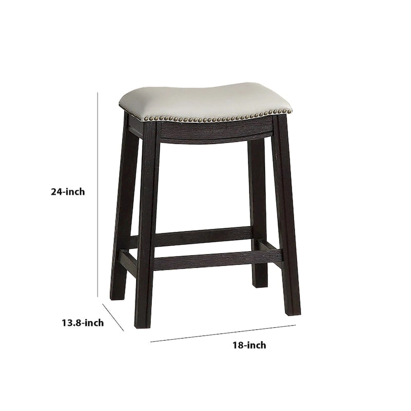 Tabouret de comptoir incurvé en similicuir avec garniture cloutée, lot de 2, gris