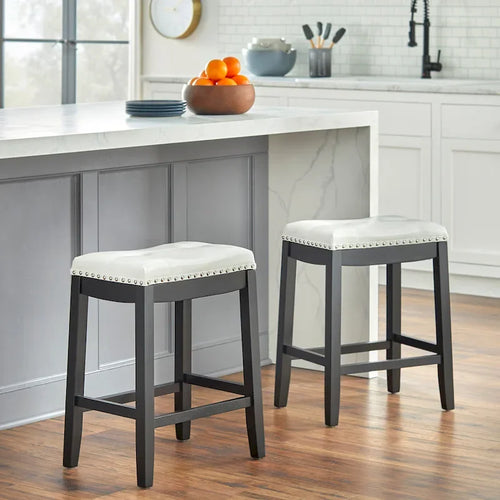 Simple Living Lonnie 29-inch Padded Bar Height Saddle Stools (Set of 2)
