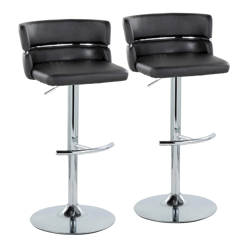 Tabouret de bar réglable avec repose-pieds en T arrondi (lot de 2)