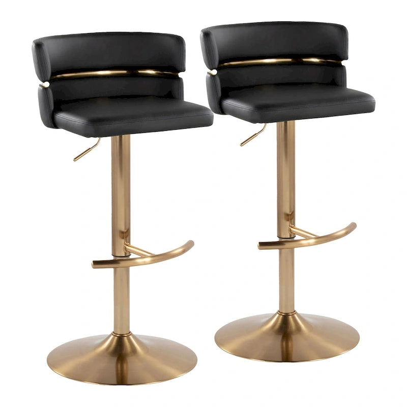 Tabouret de bar réglable avec repose-pieds en T arrondi (lot de 2)