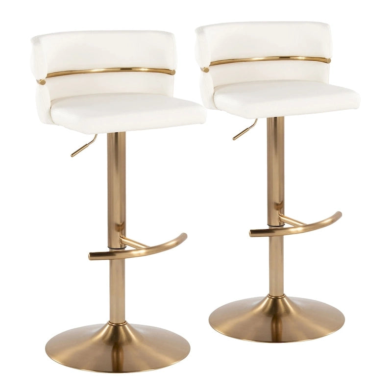 Tabouret de bar réglable avec repose-pieds en T arrondi (lot de 2)