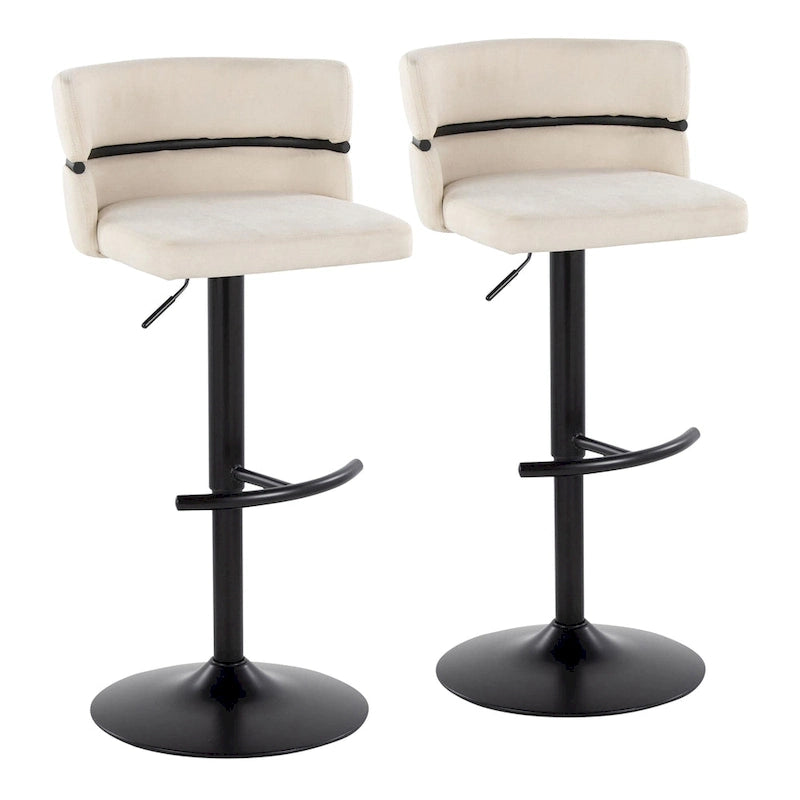 Tabouret de bar réglable avec repose-pieds en T arrondi (lot de 2)