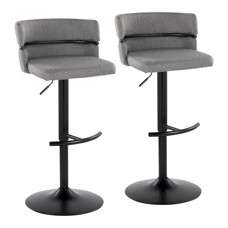 Tabouret de bar réglable avec repose-pieds en T arrondi (lot de 2)
