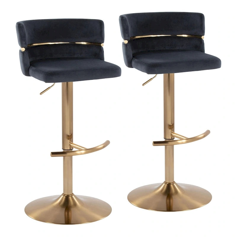 Tabouret de bar réglable avec repose-pieds en T arrondi (lot de 2)
