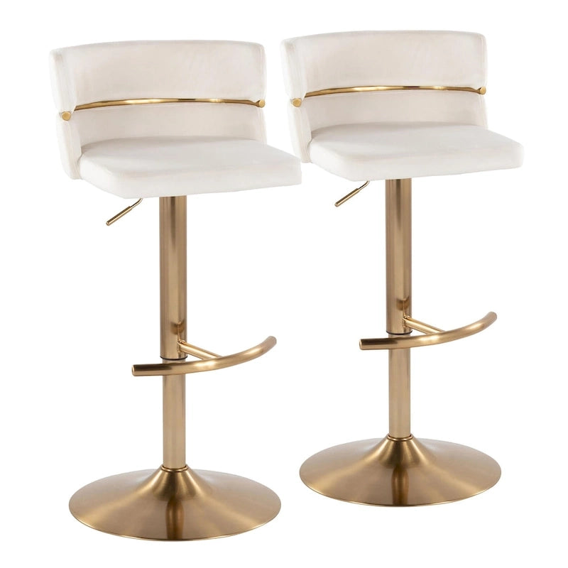 Tabouret de bar réglable avec repose-pieds en T arrondi (lot de 2)