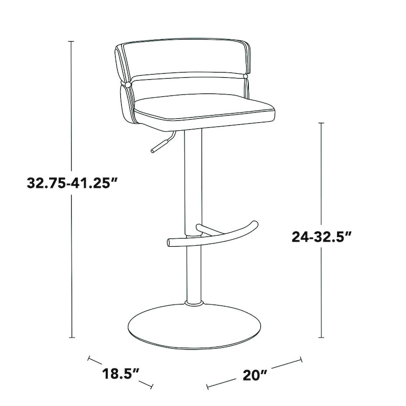 Tabouret de bar réglable avec repose-pieds en T arrondi (lot de 2)