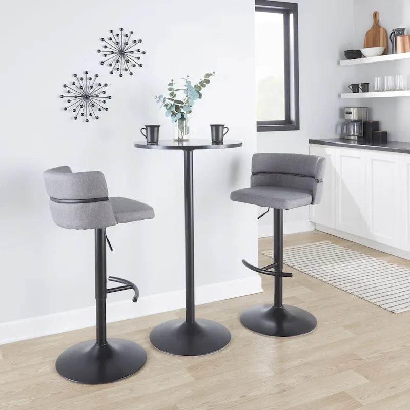 Tabouret de bar réglable avec repose-pieds en T arrondi (lot de 2)