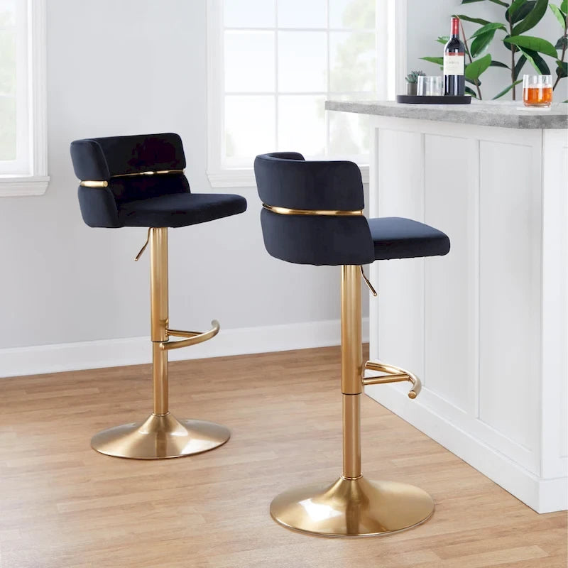 Tabouret de bar réglable avec repose-pieds en T arrondi (lot de 2)